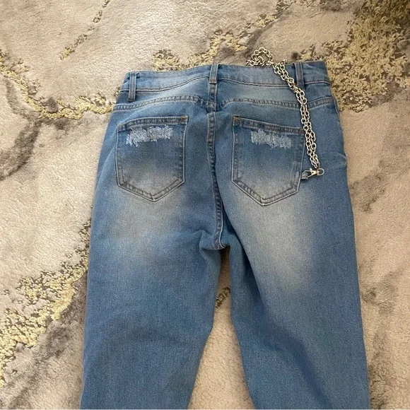 3 for 30$ American Bazi Women's Distressed  Cutout Denim Skinny Jogger Jeans  M - Picture 10 of 10